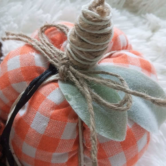 Farmhouse Fall Fabric Pumpkin Decor Handmade - Picture 6 of 6